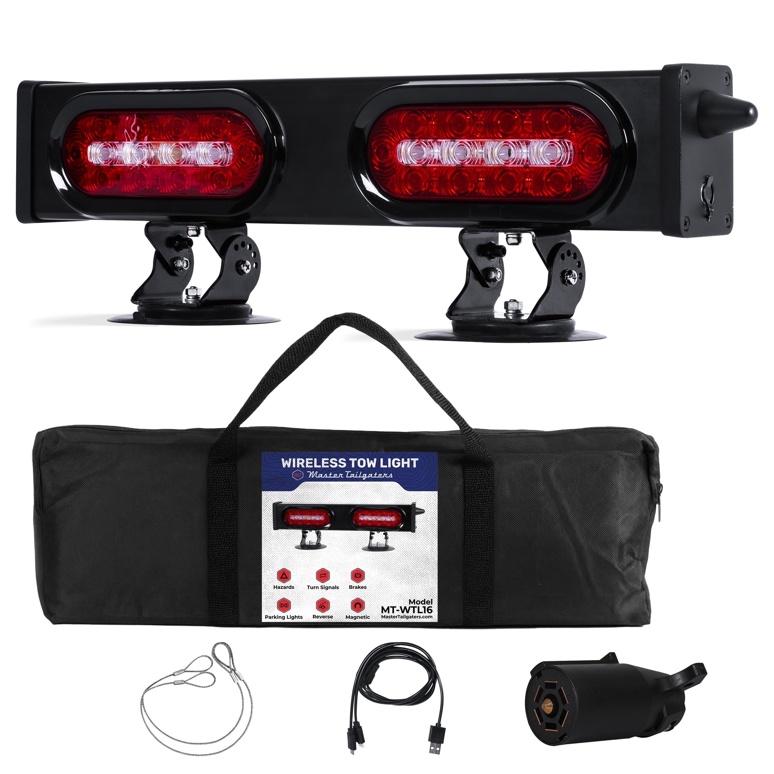 pivoting wireless tow light with magnetic attachment