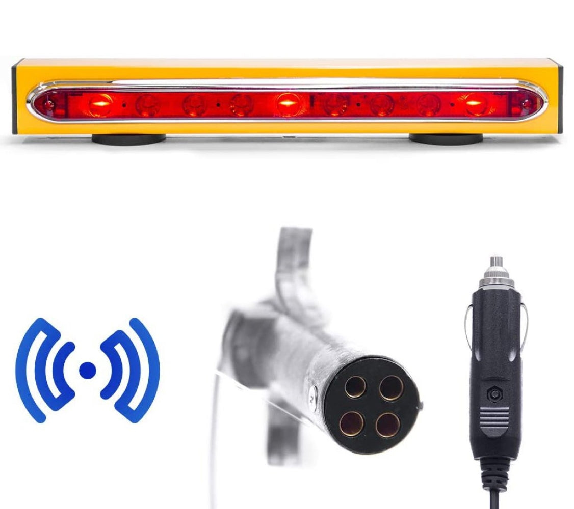 Master Tailgater's 19" Wireless Magnetic Tow Light Bar | 48 Foot Range | Ultra Bright LED | 4 Pin Round, 4 Pin Flat, or 7 Pin RV Hitch Transmitter