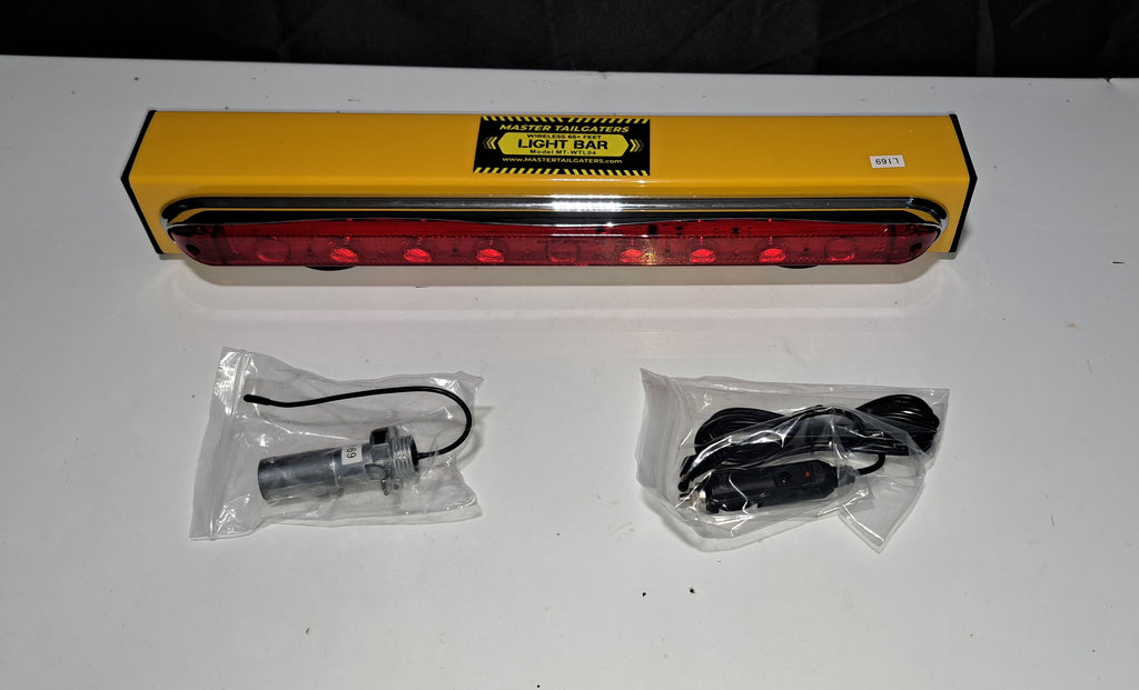 Master Tailgater's 19" Wireless Magnetic Tow Light Bar | 48 Foot Range | Ultra Bright LED | 4 Pin Round, 4 Pin Flat, or 7 Pin RV Hitch Transmitter