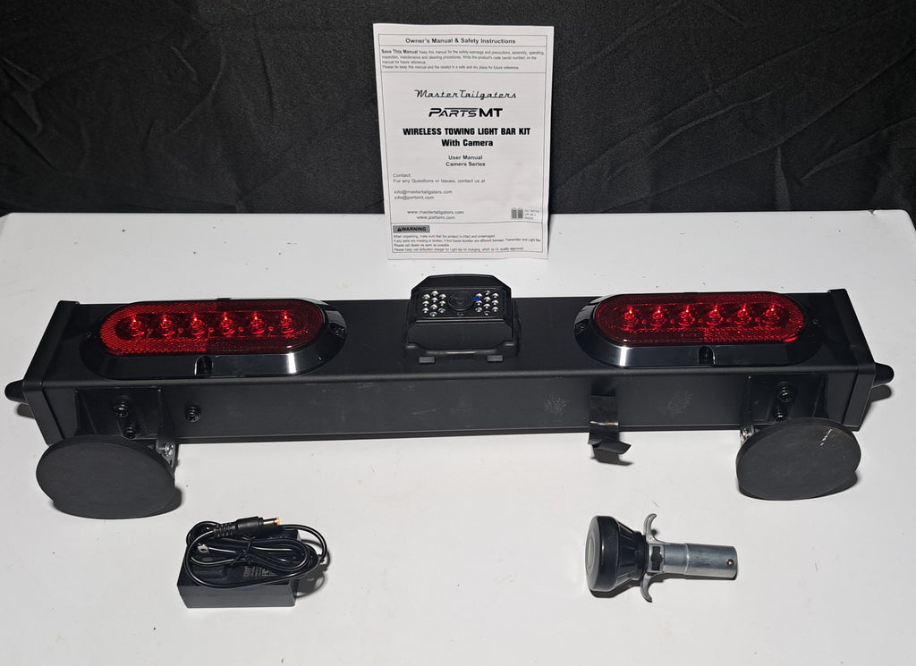 Master Tailgaters 24" Wireless Tow Light Bar with Camera and Monitor | Choice of 4 Pin Round, 4 Pin Flat, or 7 Pin Blade with Reverse