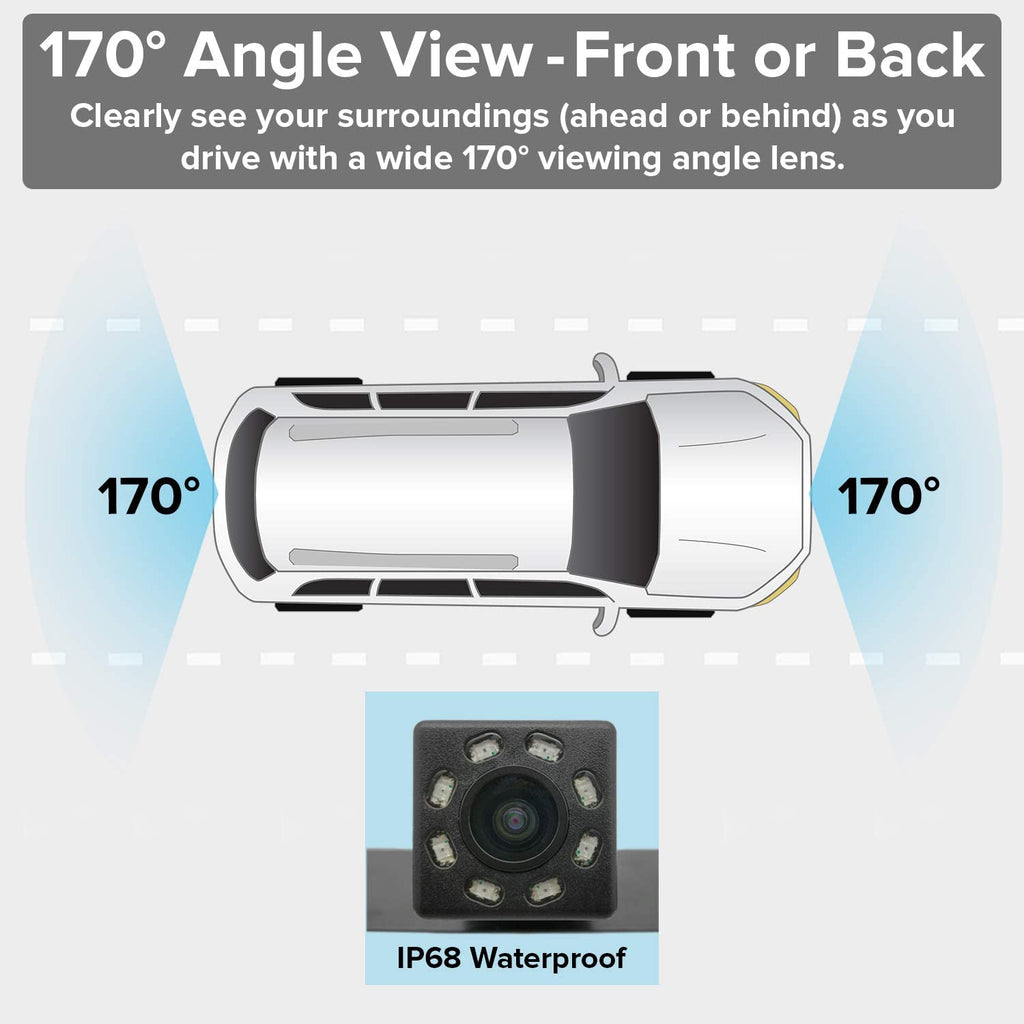Master Tailgaters 10.5" Rear View Mirror with 4.3" LCD Screen + Wireless Transmitter & 170° LED Backup Camera | Universal Rearview | Auto Adjusting Brightness LCD | Anti Glare | Full Replacement
