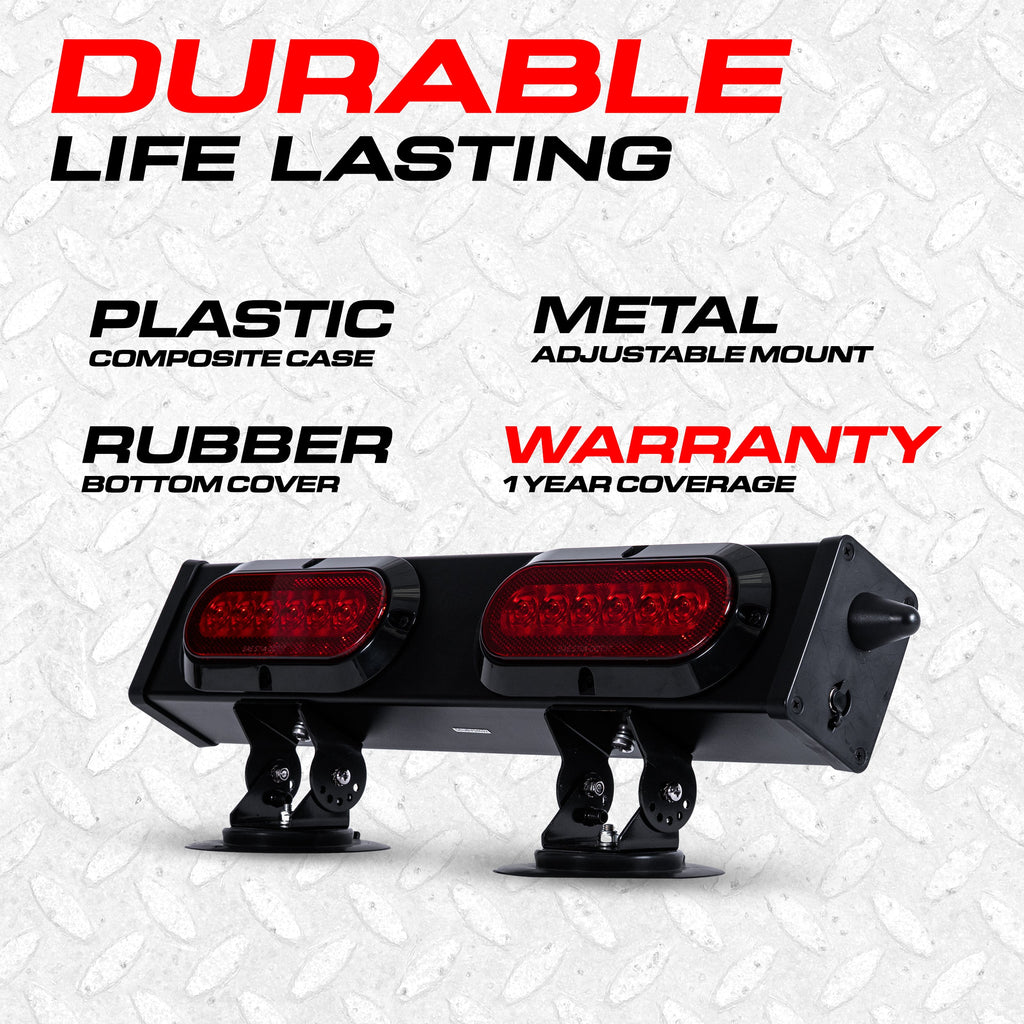 Master Tailgaters 20" Wireless Magnetic Tow Light Bar | Pivots | Double Light Bar LED | Multi Functional Signal Lights | 4 Pin Flat, Round, or & 7 Pin Blade Connectors