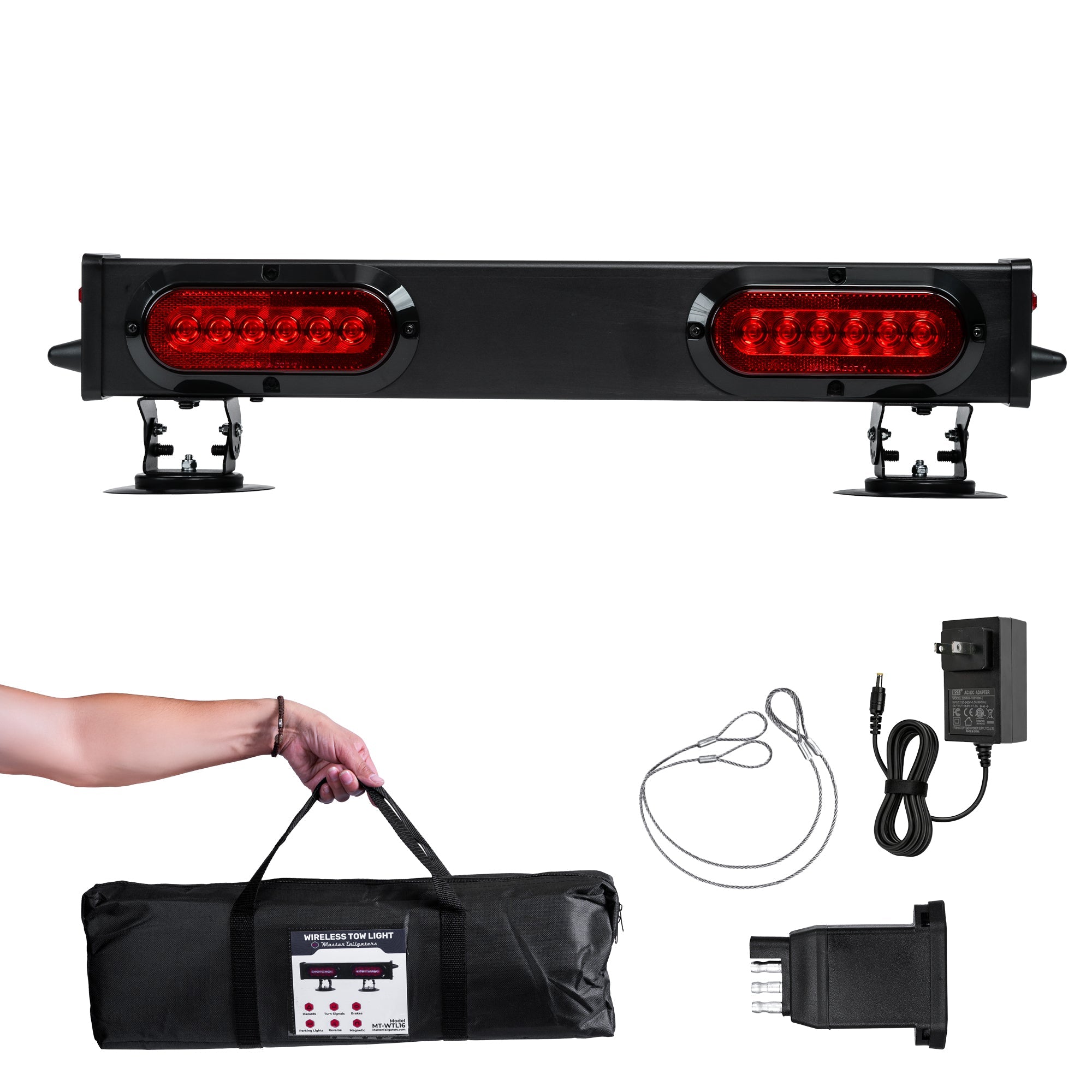 Master Tailgaters 24" Wireless Tow Double Light Bar with Camera and Monitor | Choice of 4 Pin Round, 4 Pin Flat, or 7 Pin Blade with Reverse - Master Tailgaters