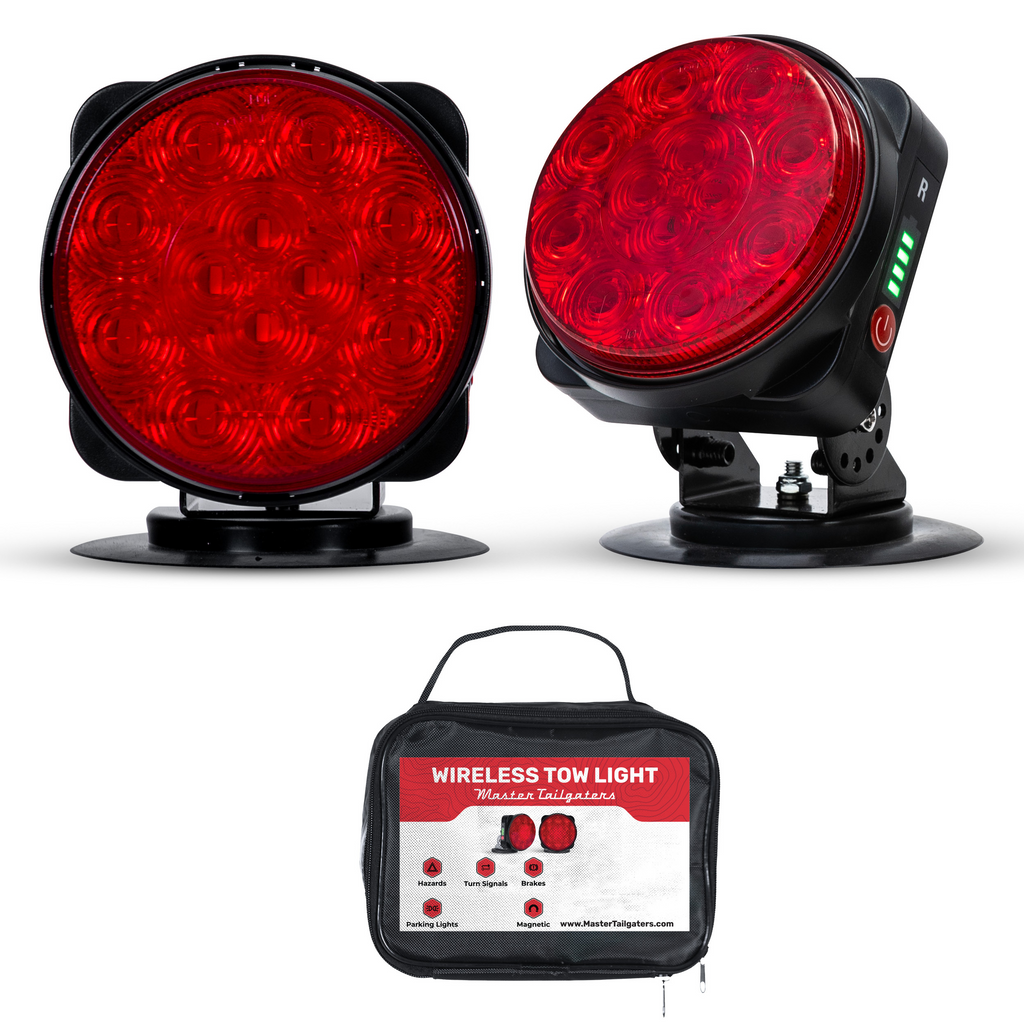 Master Tailgaters Wireless Magnetic Tow Lights with Battery | Pivots | Multi Functional Signal Lights | Sturdy Magnetic Mount | Choice of Connection with USB | Carrying Bag Included