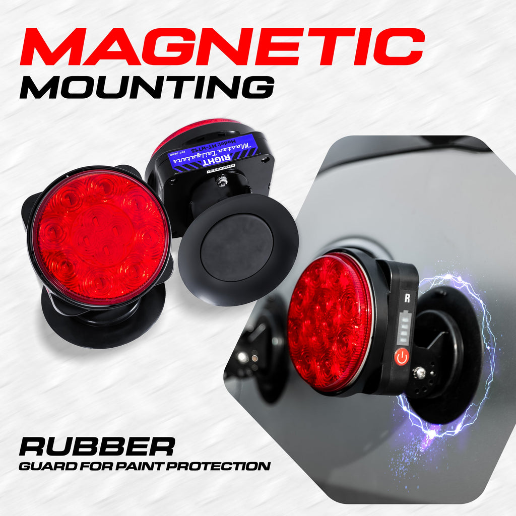 Master Tailgaters Wireless Magnetic Tow Lights with Battery | Pivots | Multi Functional Signal Lights | Sturdy Magnetic Mount | Choice of Connection with USB | Carrying Bag Included