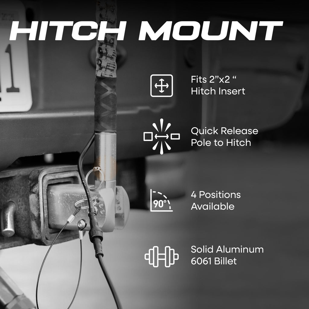 Master Tailgaters 6ft LED Truck Flag Pole with Smartphone App Control or Remote Control | Bluetooth Spiral Lights | 20 Colors & 100 Light Modes | Truck Hitch Mount Included | IP65 Water Resistant | 3'x5' Flag Approved
